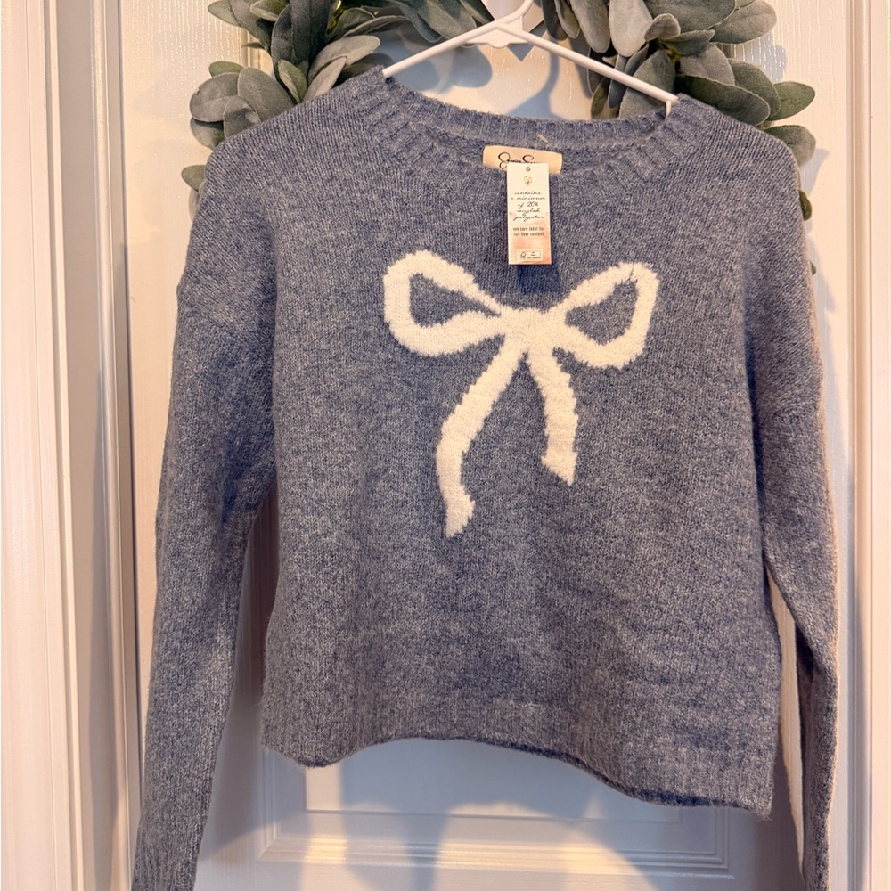 Jessica Simpson Blue Sweater with White Bow